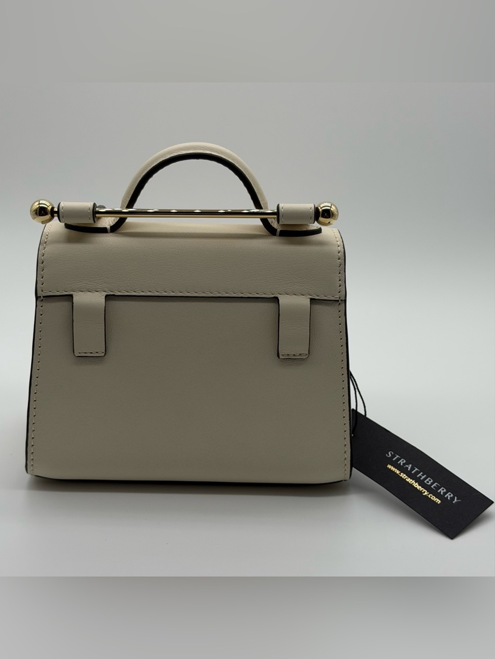 Strathberry Allegro Micro Vanilla Leather Top Handle Bag Made Spain NWT No Strap - Picture 14 of 17